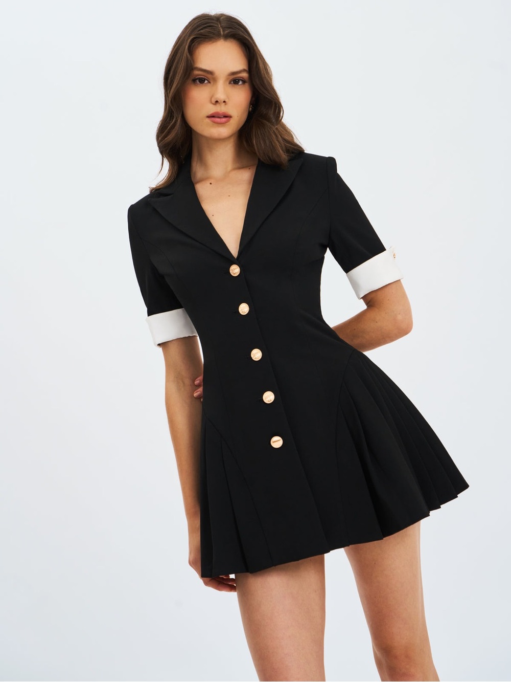 Miss Circle Ilitha Women Crepe Pleated Mini Blazer Dress Size XS